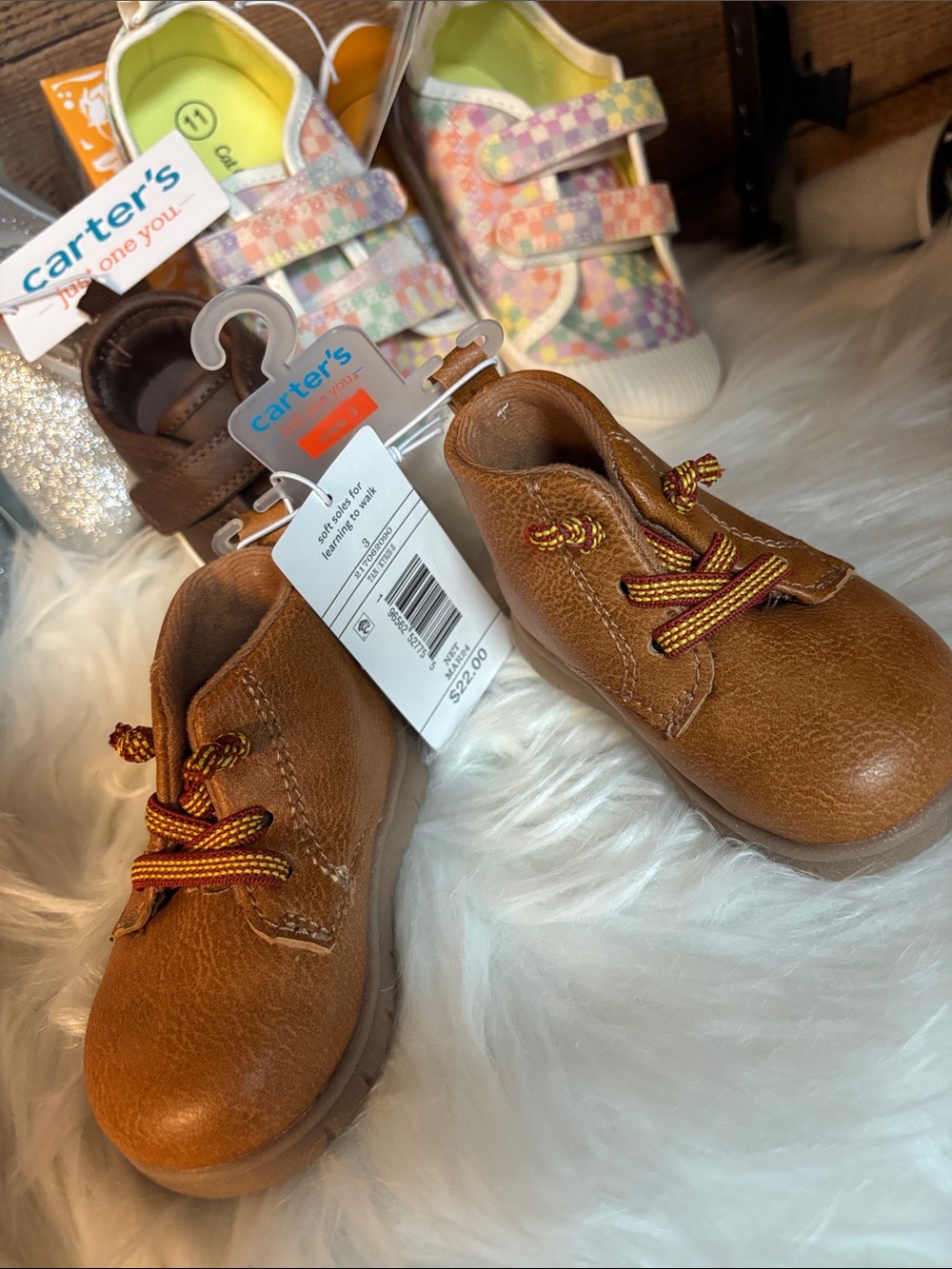 Carter's Brown Faux-Leather Toddler Lace-Up Shoes